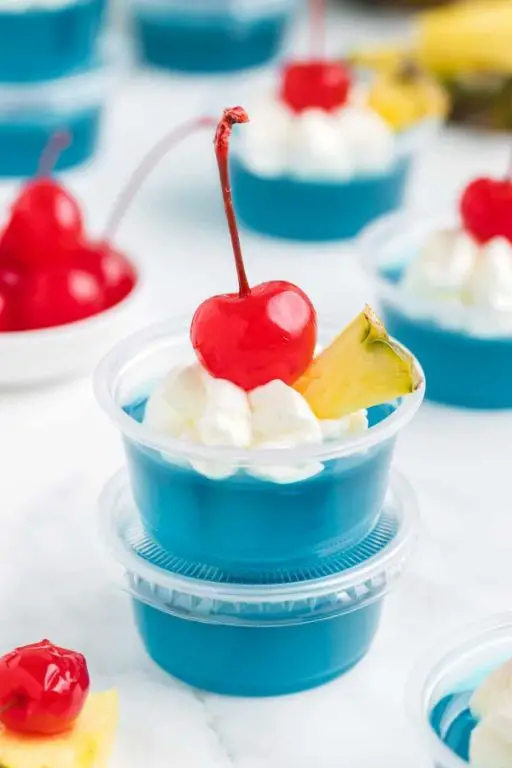 Blue Curacao and Coconut Jello Shots