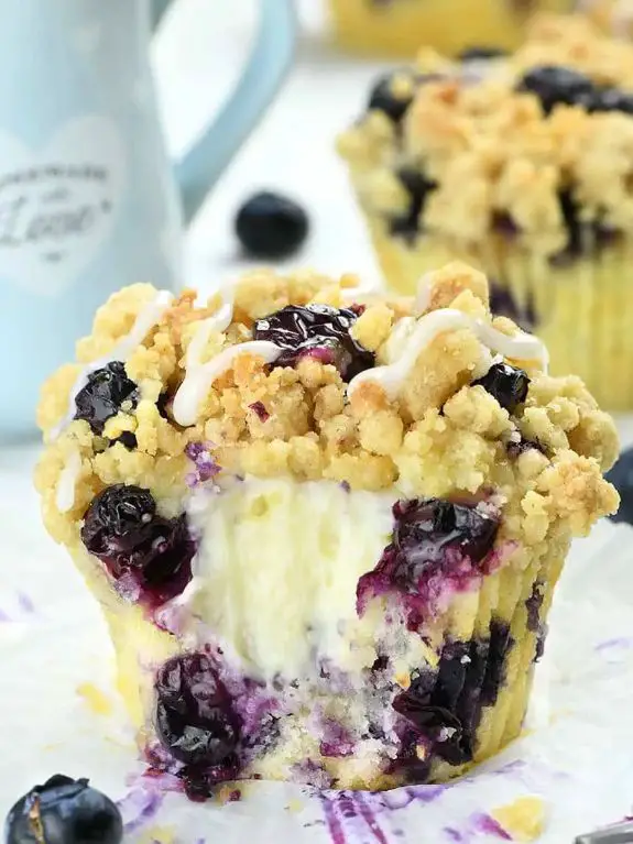 Blueberry Cheesecake Muffins with Streusel Topping