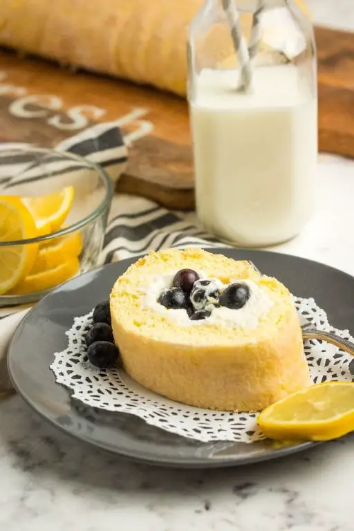 Blueberry Lemon Cake Roll with Cream Cheese Filling