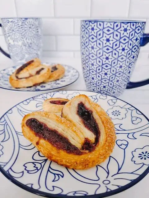 Blueberry Palmiers with Powdered Sugar