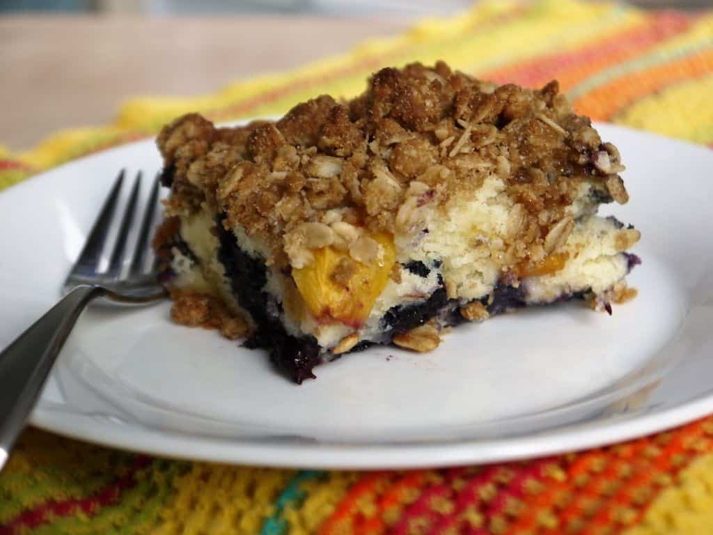 Blueberry Peach Buckle with Brown Sugar Crumble