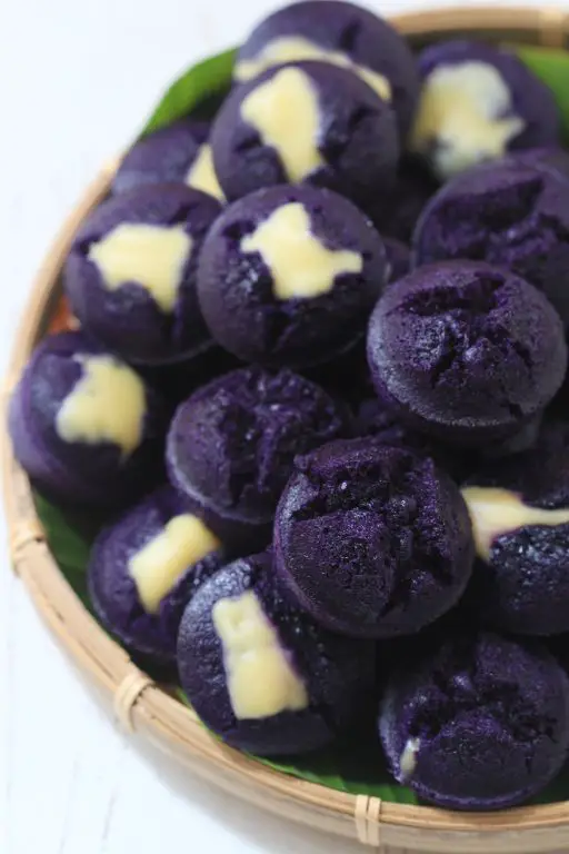 Blueberry Rice Puto with Cream Cheese Glaze