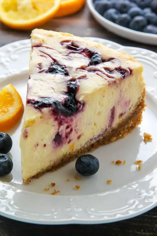 Blueberry Swirl Cheesecake with Lemon Zest