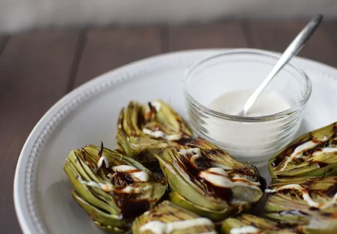 Boiled Artichoke with Balsamic Glaze