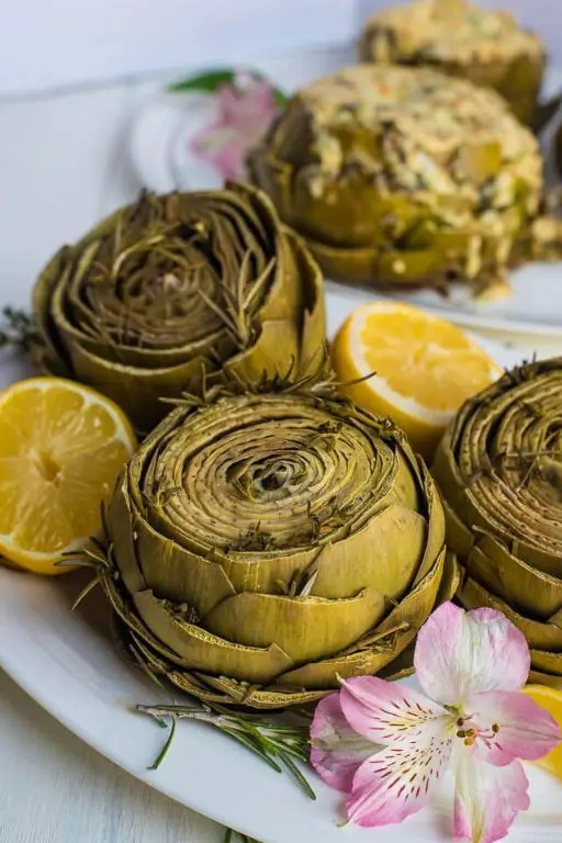 Boiled Artichoke with Citrus Herb Dressing