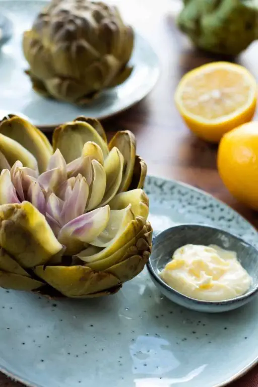 Boiled Artichoke with Lemon Herb Butter