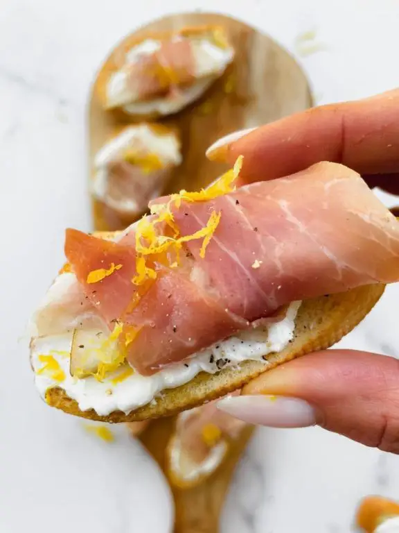 Bosc Pear and Prosciutto Crostini