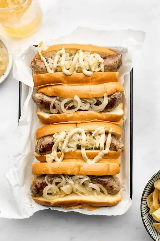 Bratwurst Style Crockpot Hot Dogs