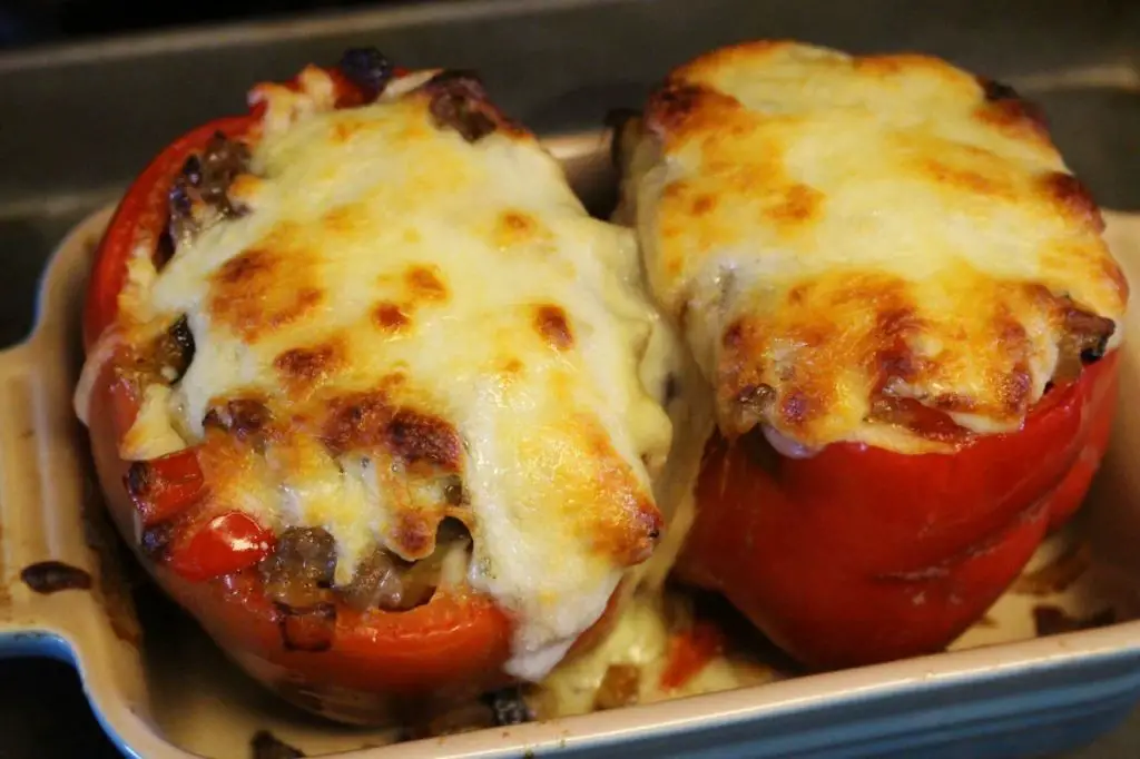 Bratwurst and Cheddar Stuffed Peppers