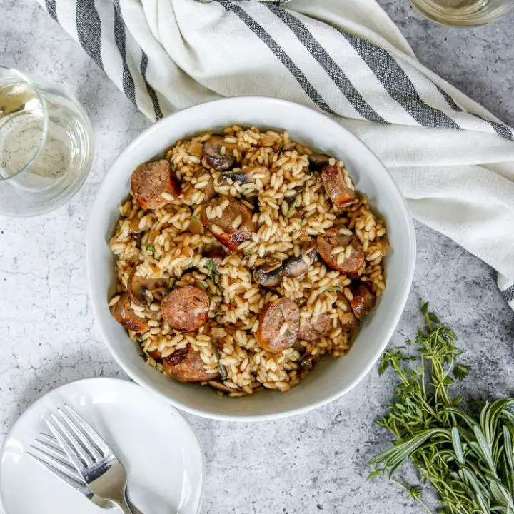 Bratwurst and Mushroom Risotto