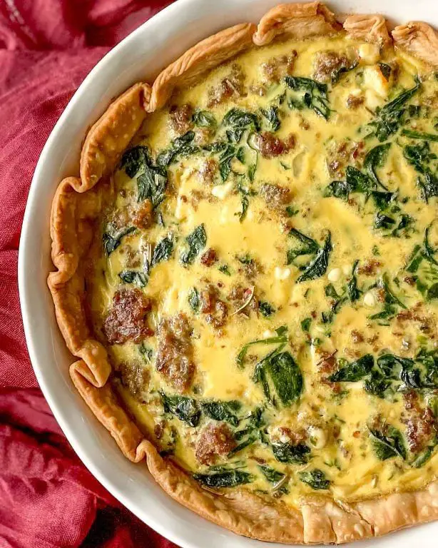 Bratwurst and Spinach Quiche