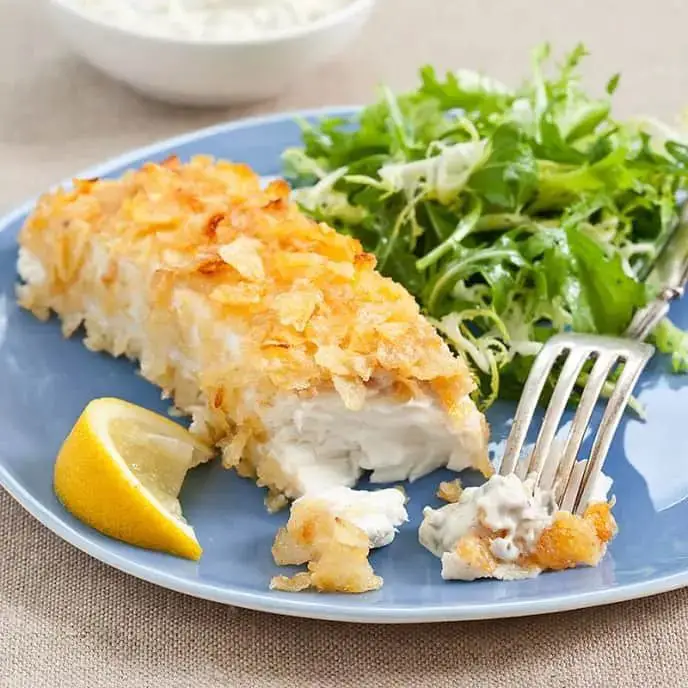 Breadcrumb Crusted Halibut with Tartar Sauce