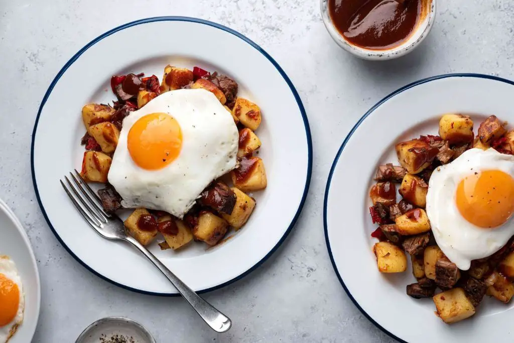 Brisket Breakfast Hash with Fried Eggs