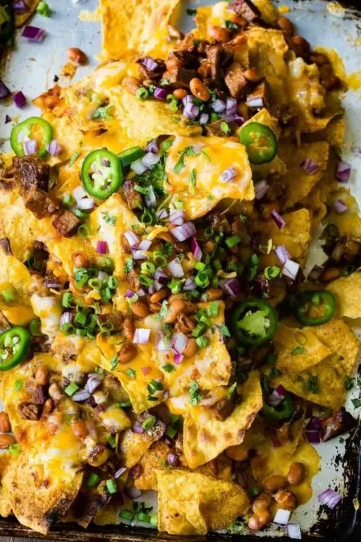 Brisket Nachos with Jalapeños and Cheese