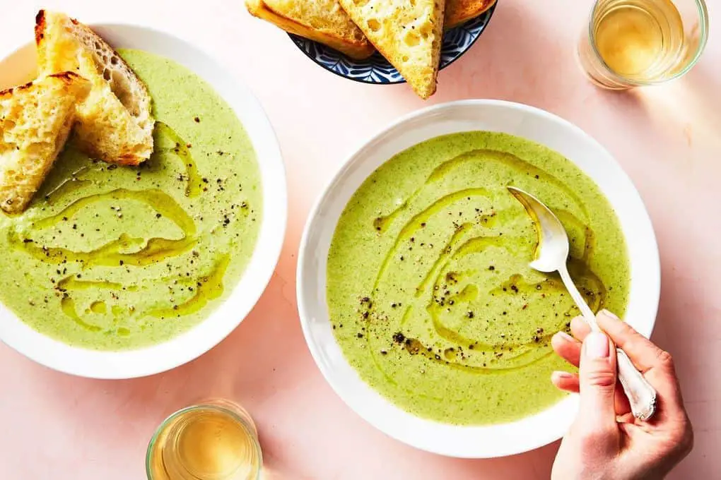 Broccoli and Cheddar Soup with Crusty Bread