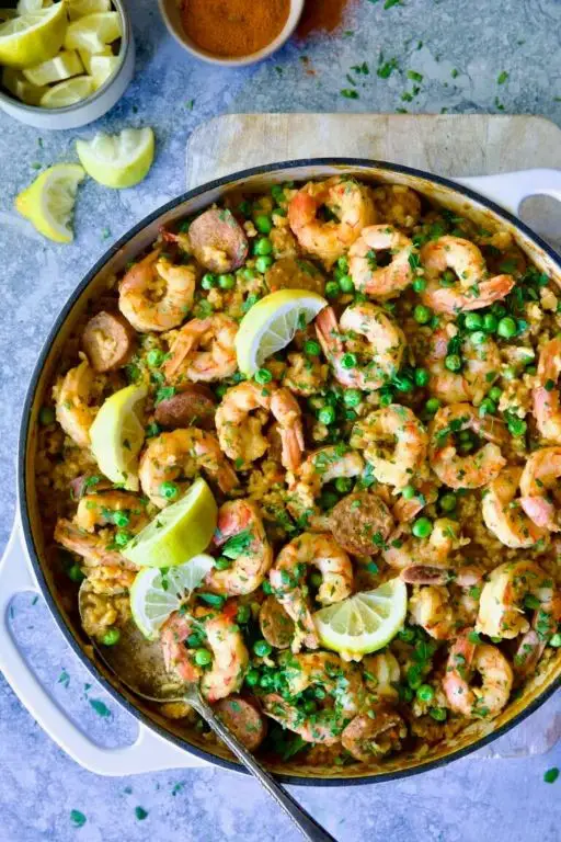 Brown Rice and Shrimp Paella