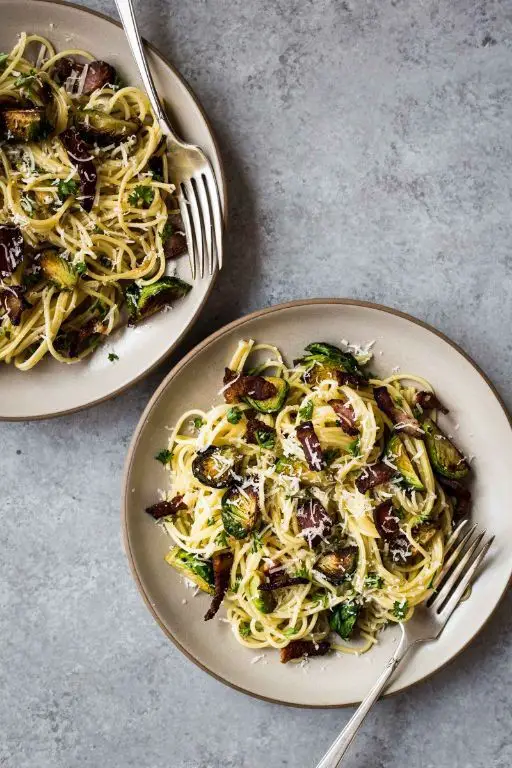 Brussel Sprout and Bacon Pasta