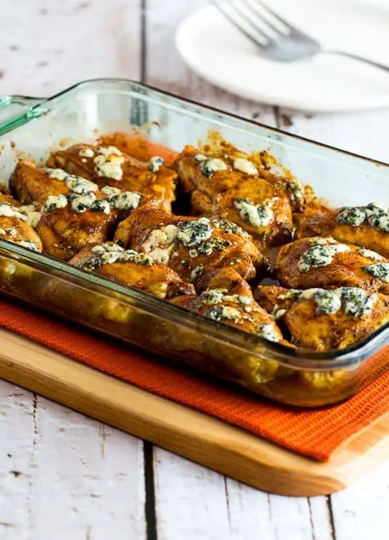 Buffalo Baked Chicken Breast with Blue Cheese Drizzle