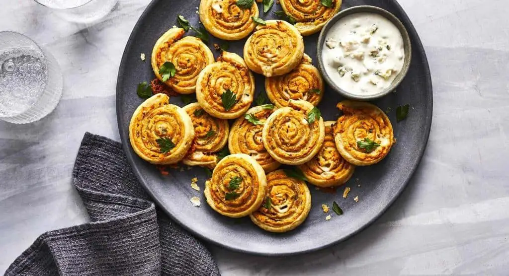 Buffalo Blue Cheese Chicken Pinwheels