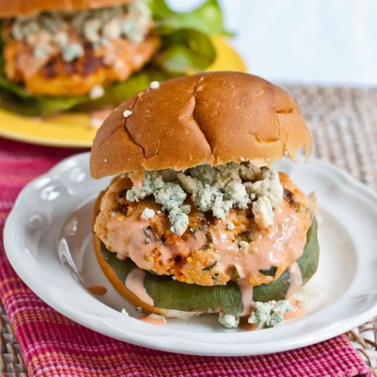 Buffalo Chicken Burgers with Blue Cheese Crumbles