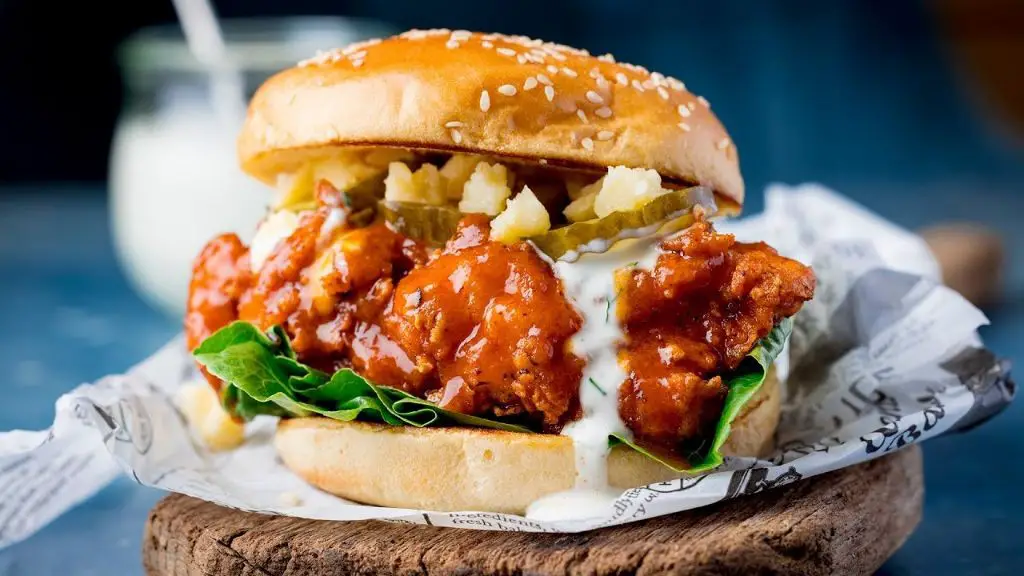 Buffalo Chicken Burgers with Homemade Hot Sauce