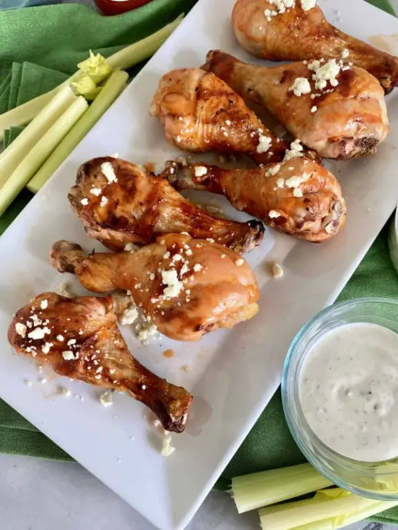 Buffalo Chicken Legs with Blue Cheese Rice