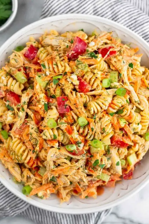 Buffalo Chicken Pasta Salad with Blue Cheese