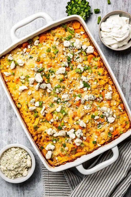 Buffalo Chicken Rice Casserole