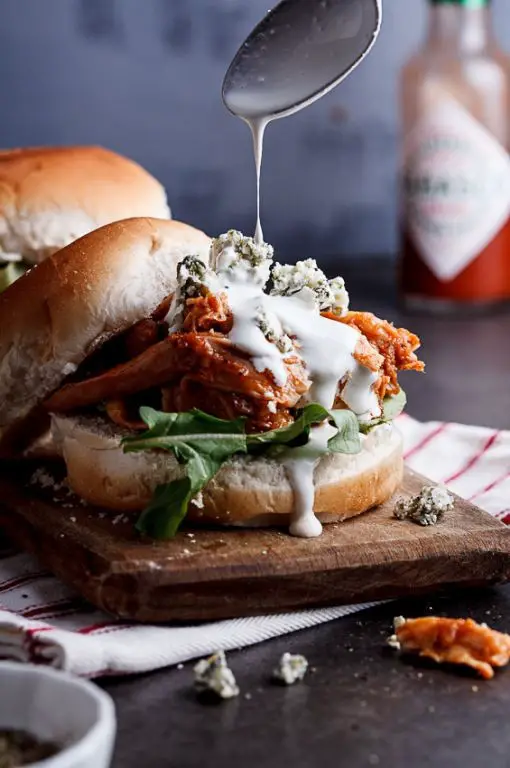 Buffalo Chicken Sliders with Blue Cheese Dressing