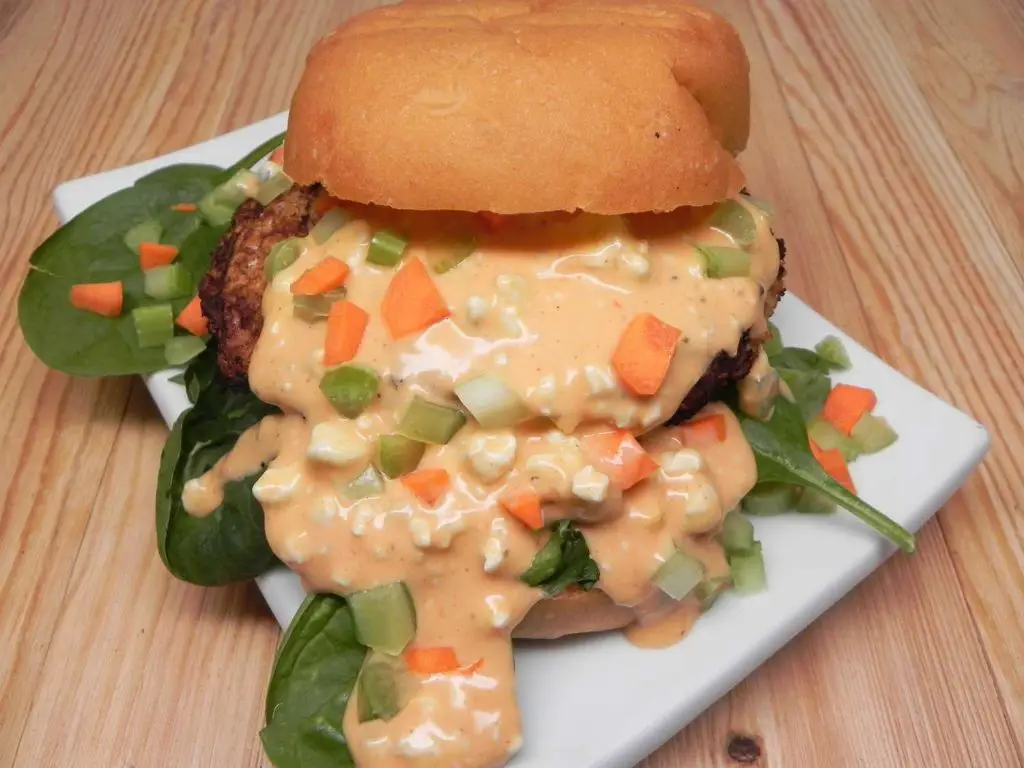 Buffalo Chicken Stuffed Burgers