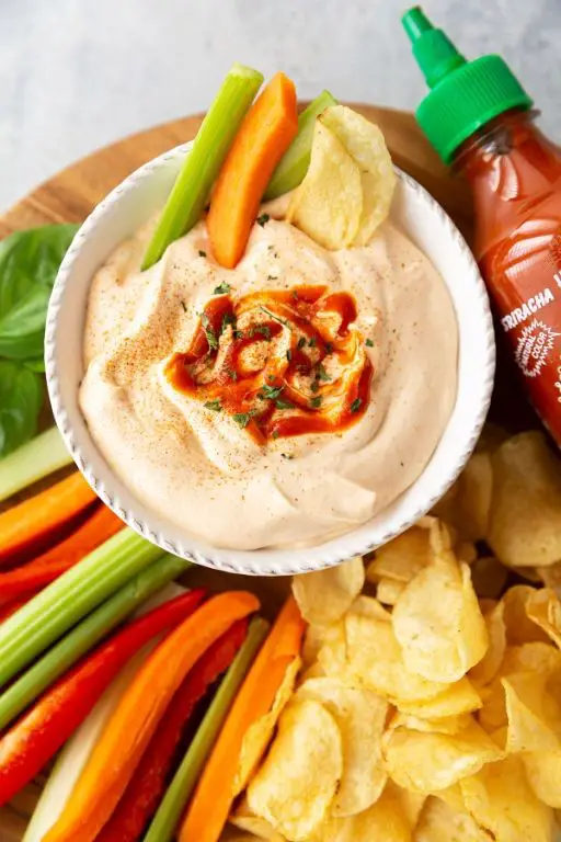 Buffalo Chips with Spicy Sriracha Mayo