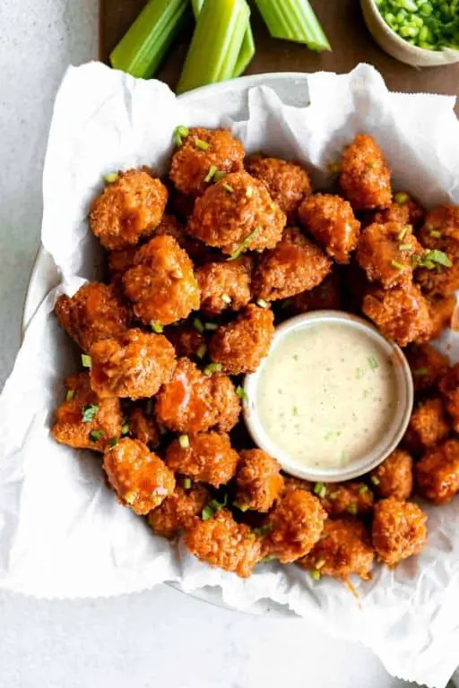Buffalo Style Popcorn Chicken Bites