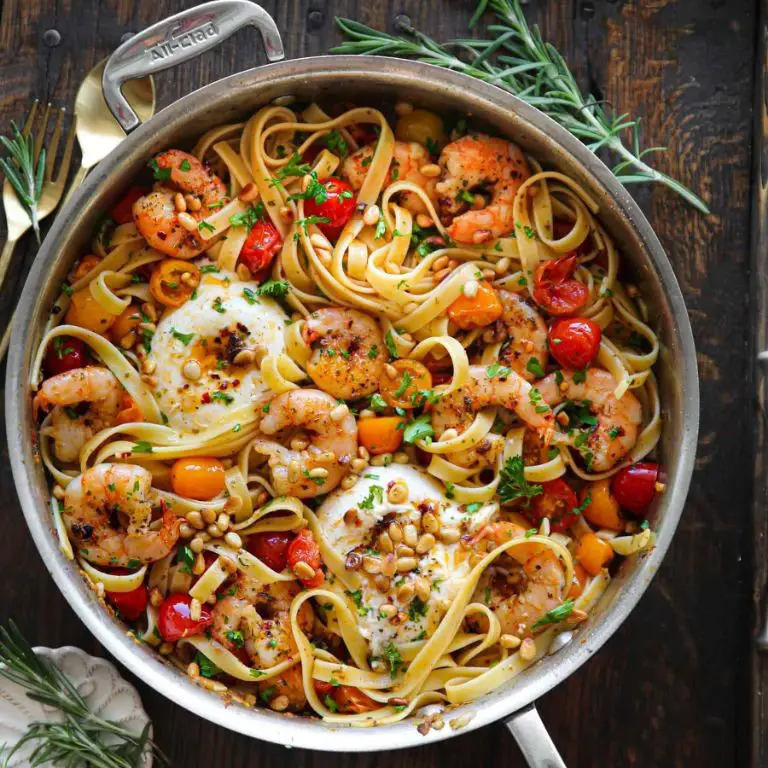 Burrata and Shrimp Linguine
