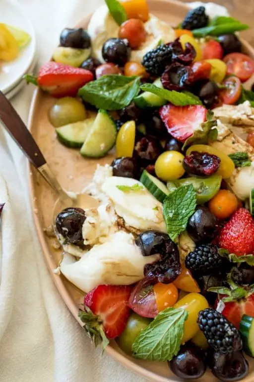 Burrata with Fresh Berries and Mint