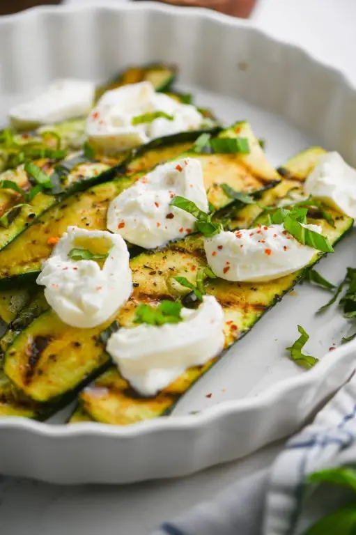 Burrata with Grilled Zucchini and Herbs