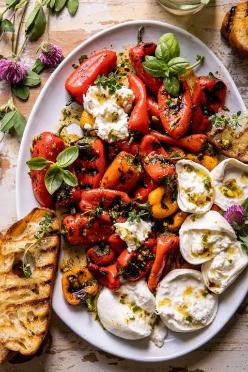 Burrata with Roasted Red Peppers