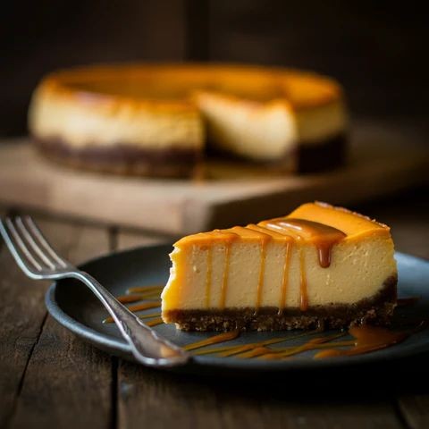 Butternut Squash Cheesecake with Caramel Drizzle