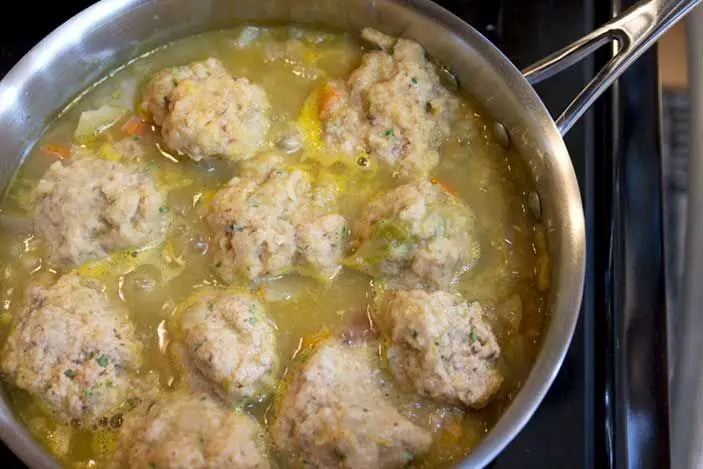 Cabbage and Potato Soup with Cornbread Dumplings