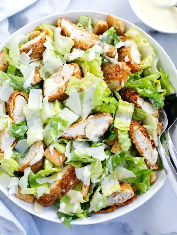 Caesar Salad with Crispy Chicken Tenders