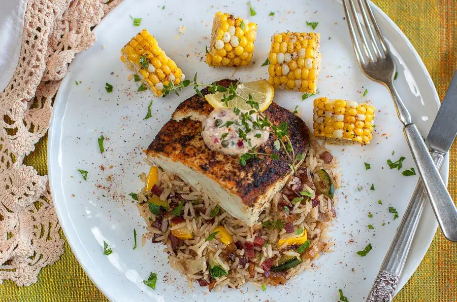 Cajun Crusted Halibut with Remoulade Sauce