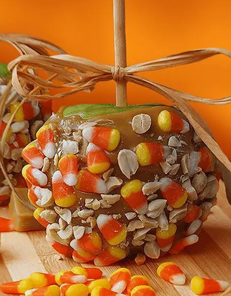 Candy Corn Caramel Apples