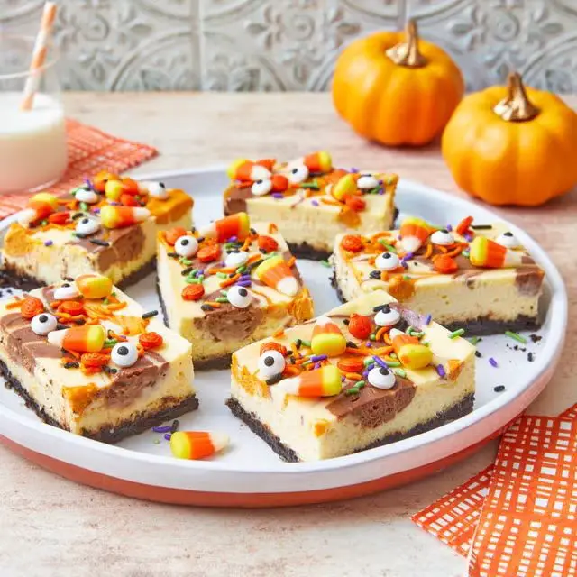 Candy Corn Cheesecake Bars