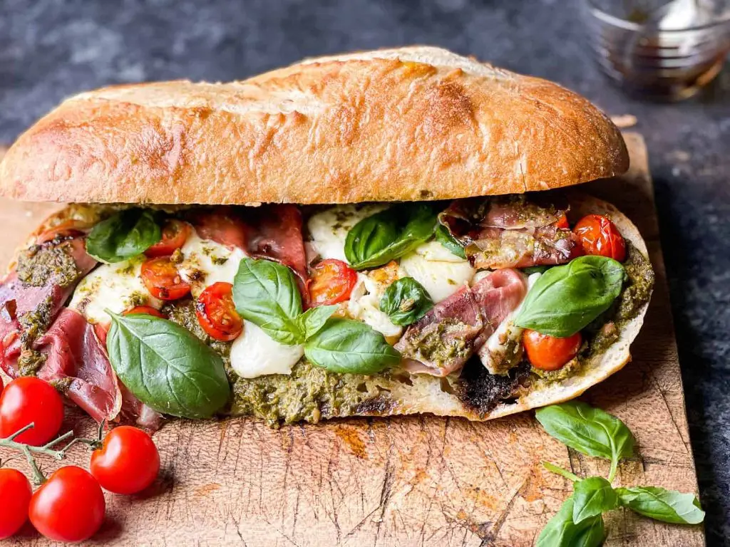 Caprese Baguette Sandwich with Basil Pesto