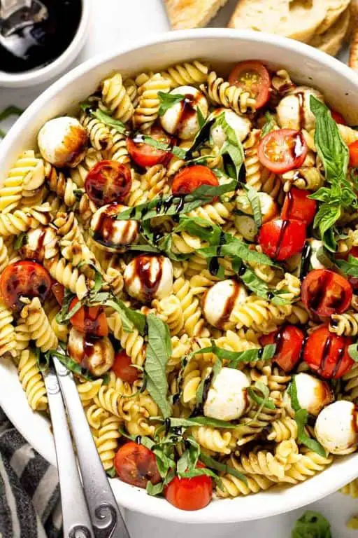 Caprese Macaroni Salad with Balsamic Glaze