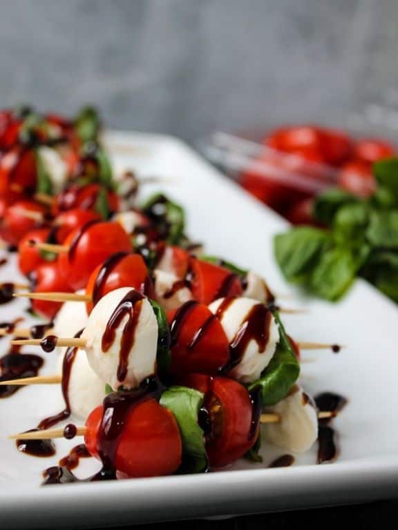 Caprese Salad Skewers with Balsamic Glaze