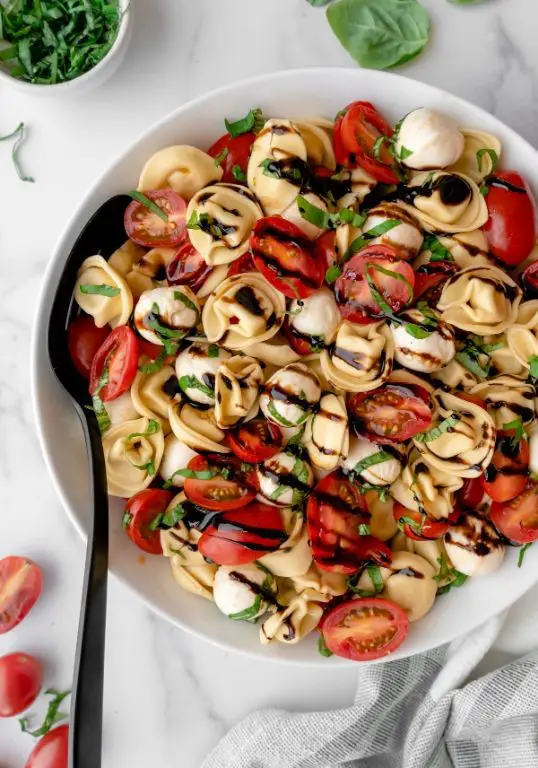 Caprese Tortellini Salad with Balsamic Glaze