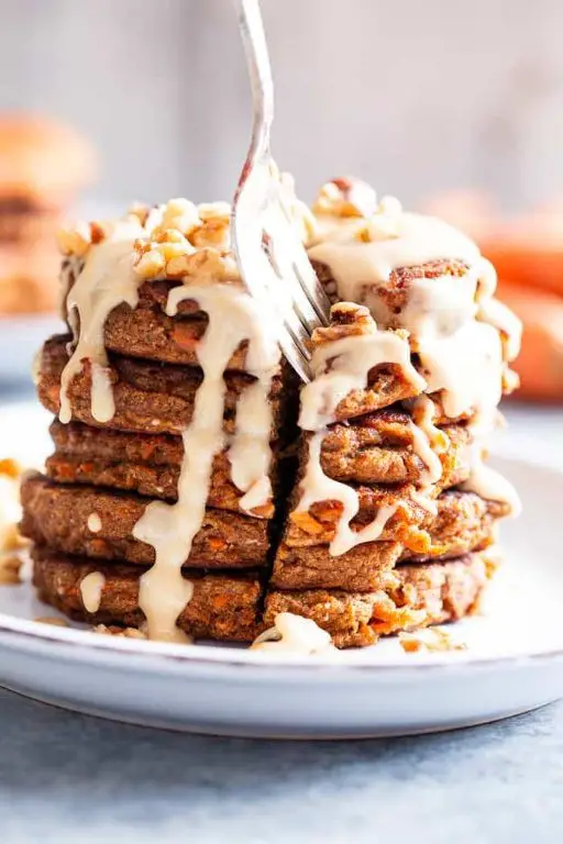Carrot Cake Pancakes with Cream Cheese Drizzle