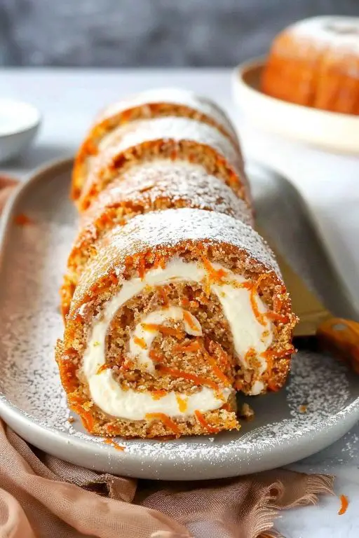 Carrot Cake Roll with Cream Cheese Swirl