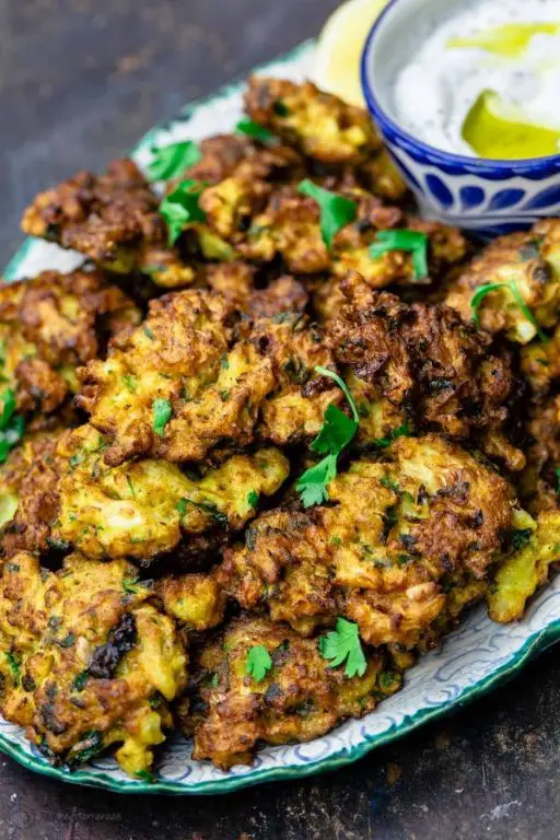Cauliflower Head Fritters with Tzatziki Dip