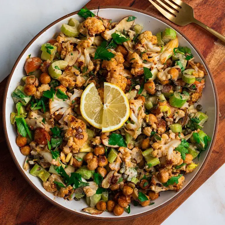 Cauliflower Head Salad with Lemon Tahini Dressing